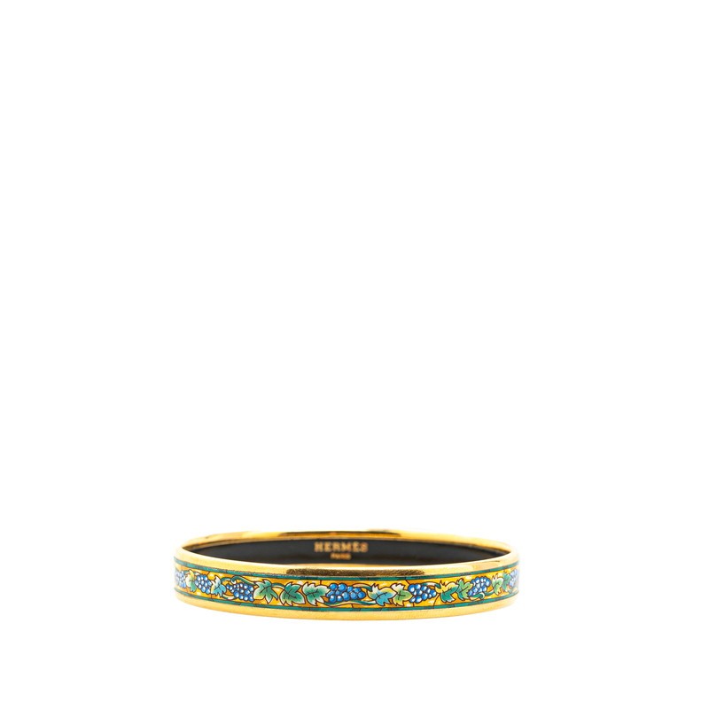 Hermes Y0705 Grape Cloisonne Enamel Bracelet Gold Plated Pre-Owned Womens
