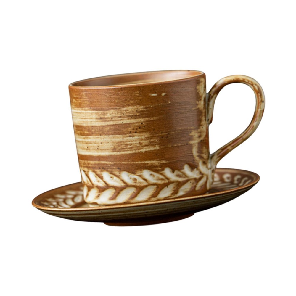 Coffee Cup with Saucer Rustic Coffee Mug for Kitchen Restaurant Office Home