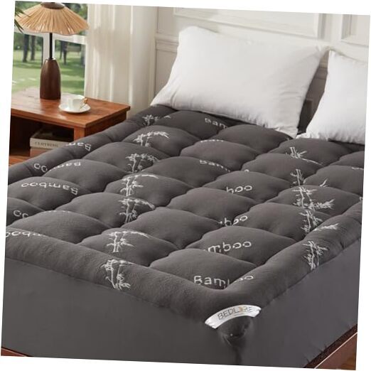 Bamboo Viscose King Mattress Topper 78x80 Dark Gray Thick