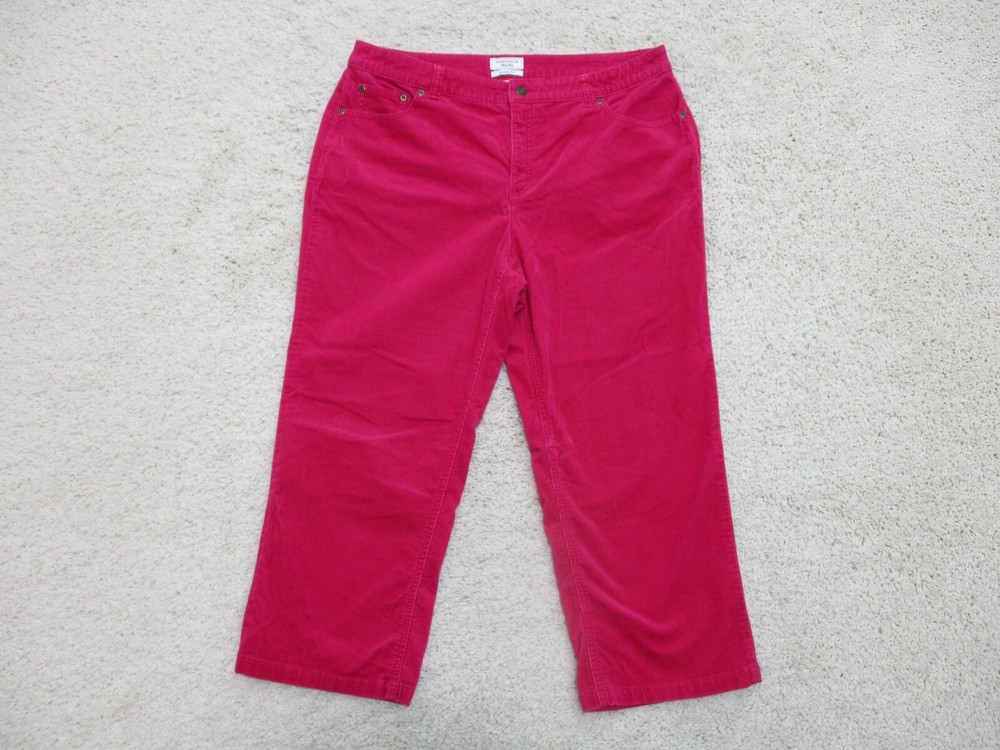 Charter Club Jeans 14 Womens Regular Pink Corduroy Classic Fit Crop Straight Leg