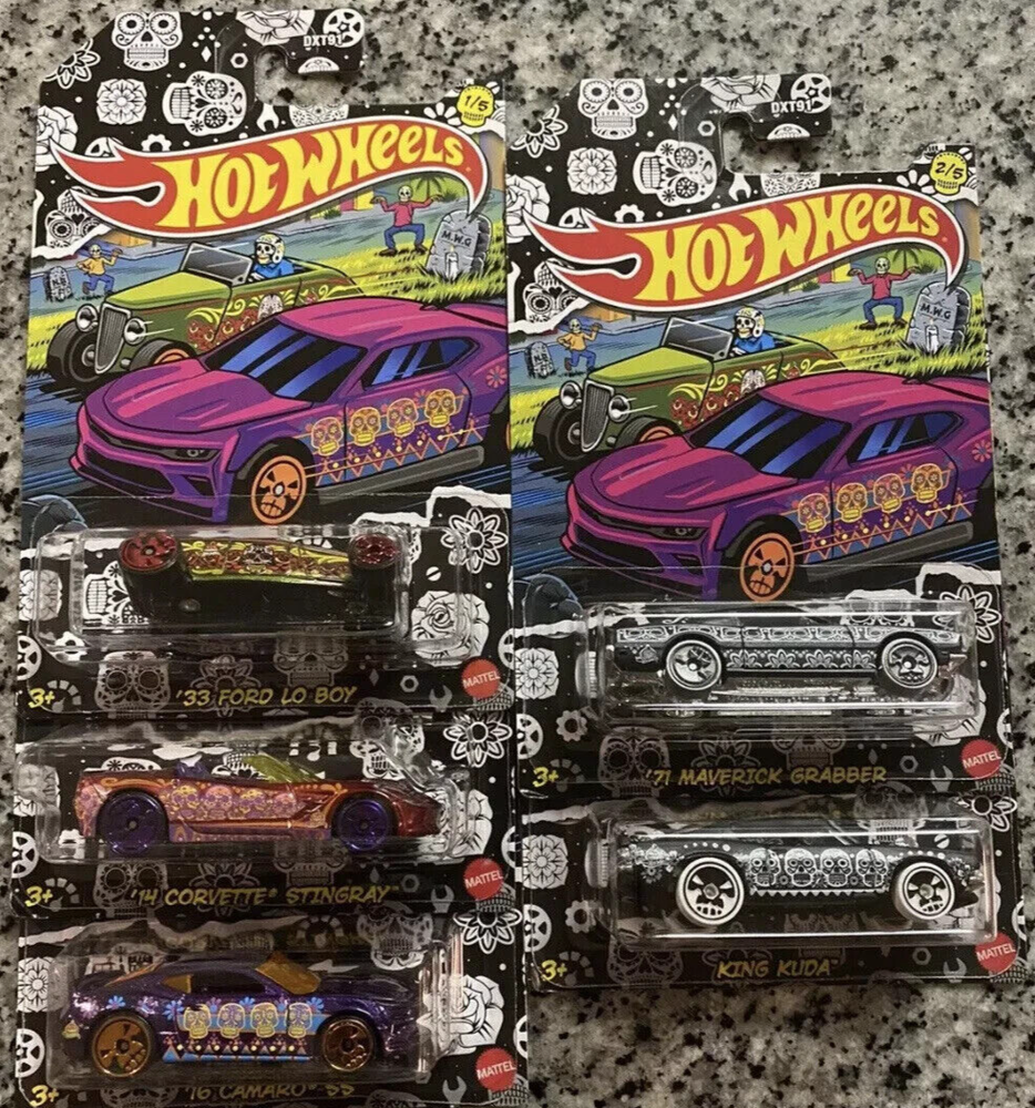 2021 HOT WHEELS HALLOWEEN DAY OF THE DEAD SET OF 5 1:64 DIE CAST CARS NEW