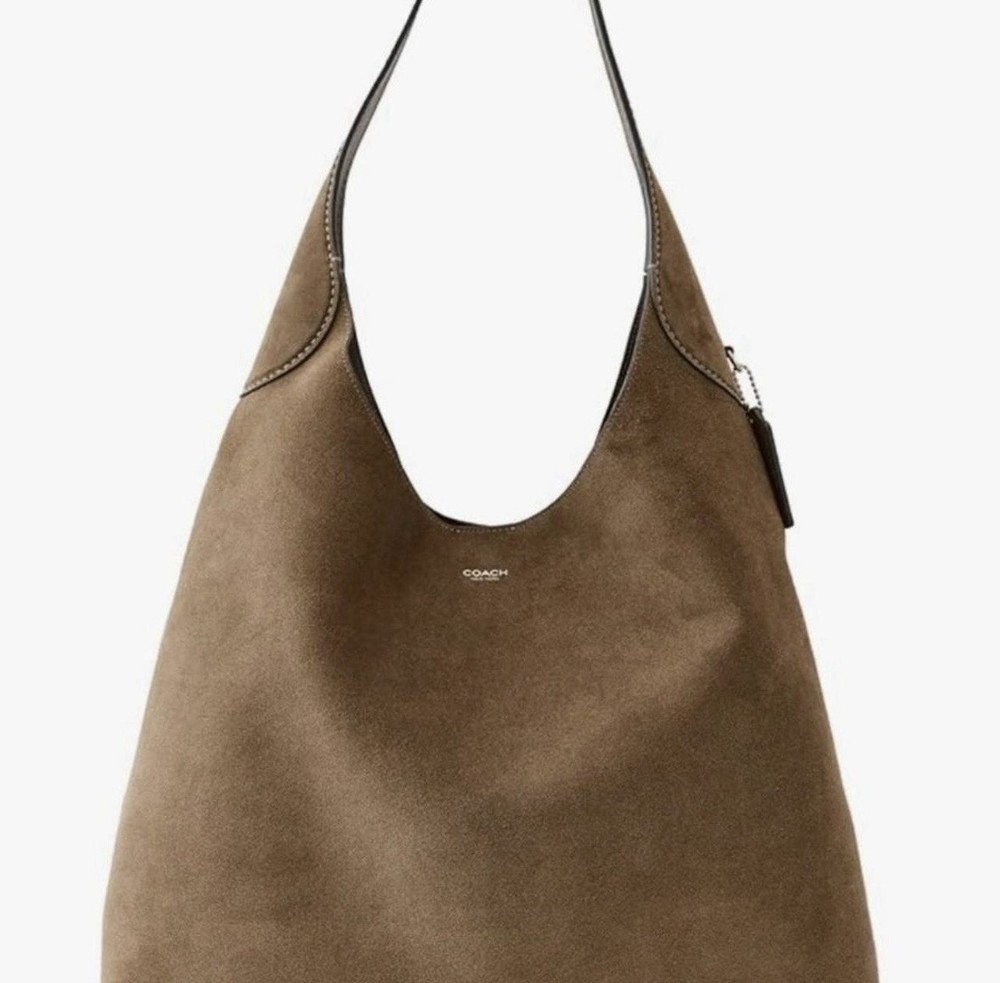 Coach Suede Brooklyn Extra-Large Shoulder Bag 39 Sand NIB New