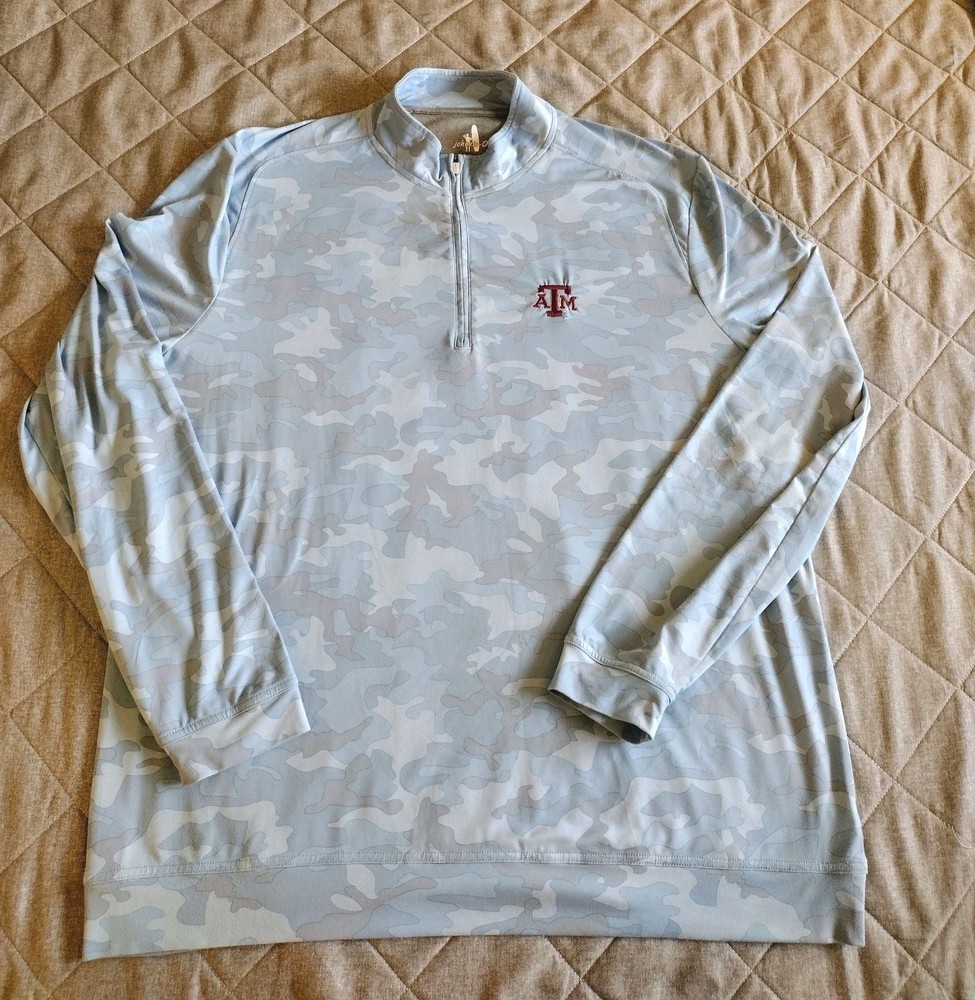 Johnnie-O Camo Texas A&M Alumni Golf Performance 1/4 Zip Shirt Titan Preppy Blue