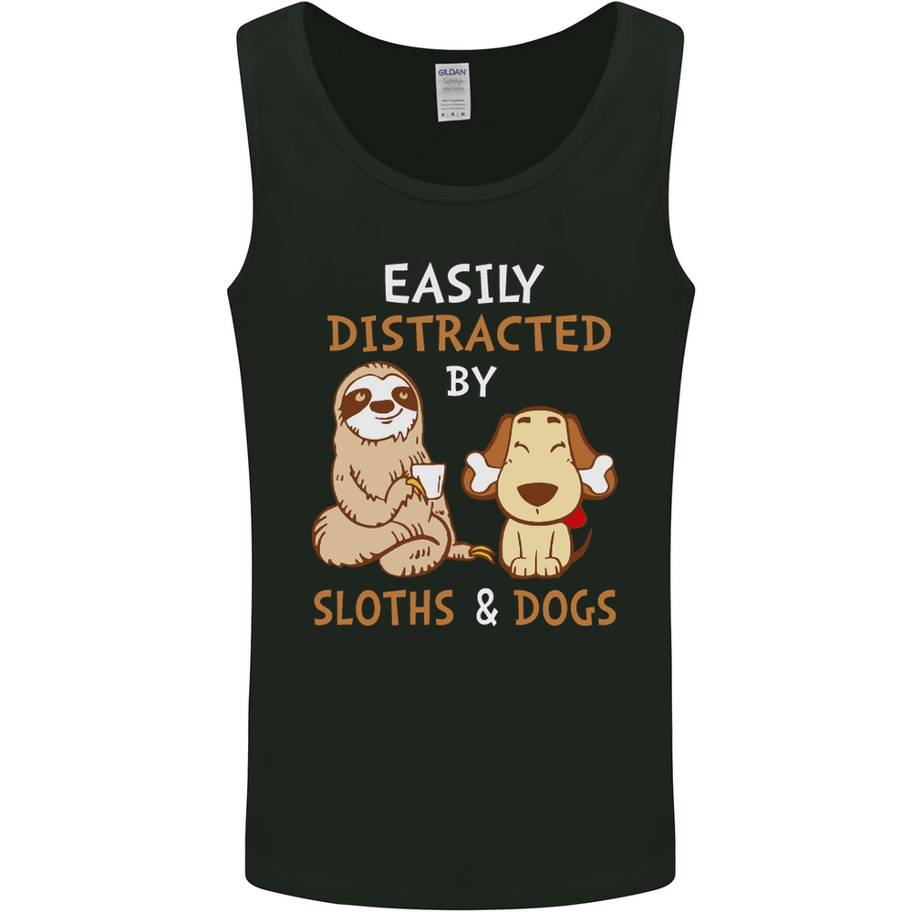 Easily Distracted Dogs & Sloths Funny ADHD Mens Vest Tank Top