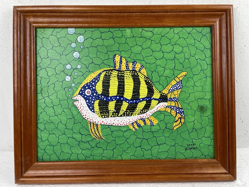 Yayoi Kusama Acrylic On Canvas (Handmade) signed and stamped Framed