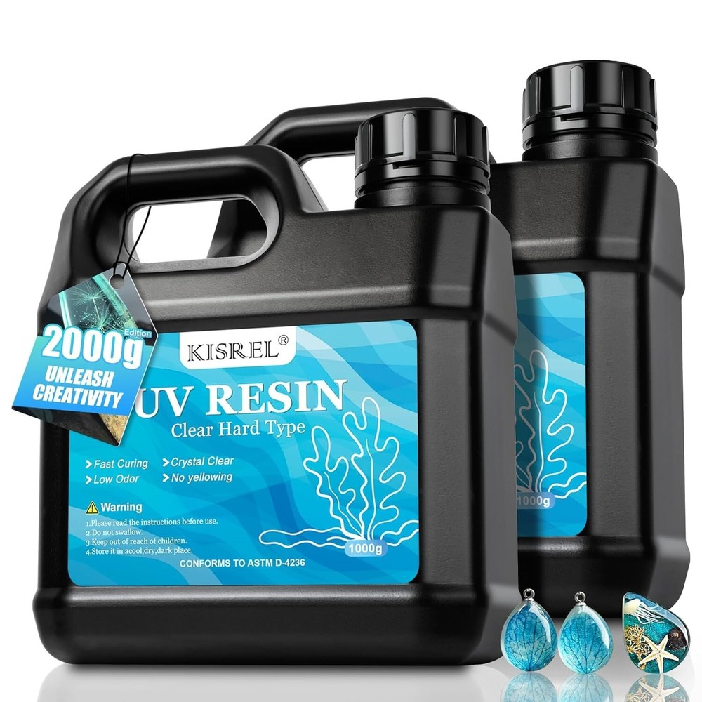 2000g UV Resin - Quick-Curing Crystal Clear Epoxy for Crafts & Jewelry Making
