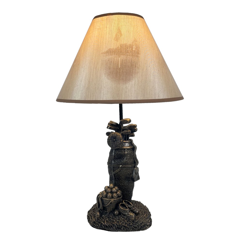 Zeckos Golf Bag Table Lamp with Decorative Shade for Golf Lovers