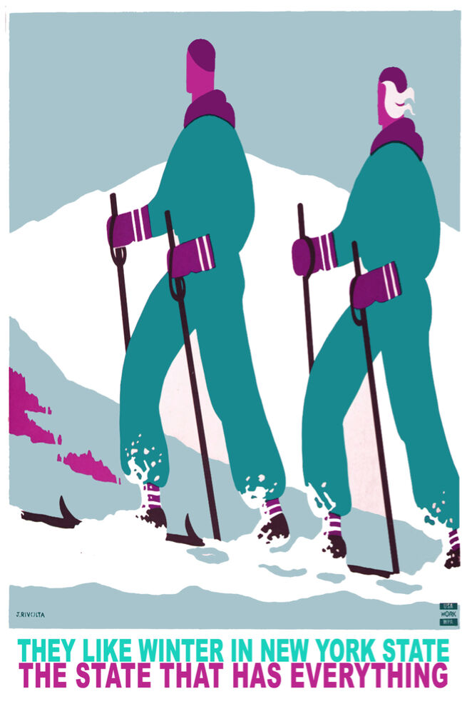 Vintage POSTER.Home wall.New York Ski.Winter Room Art Decor.714i