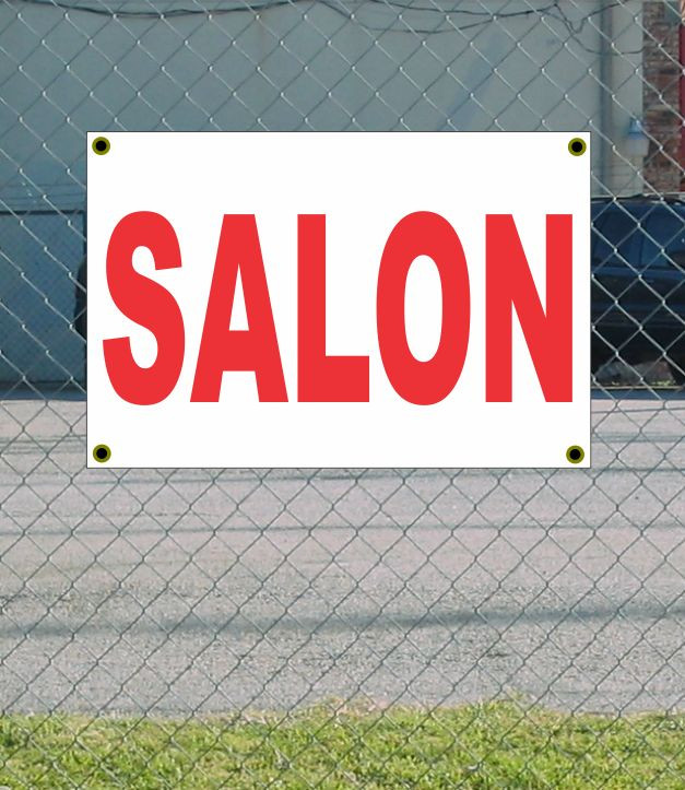 2x3 Red & White Salon Banner Sign - Discounted Price, Free Shipping