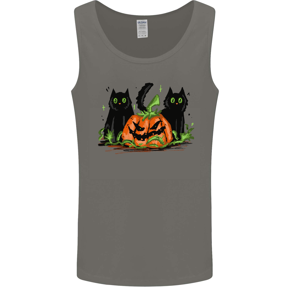 Halloween Cats With a Pumpkin Mens Vest Tank Top