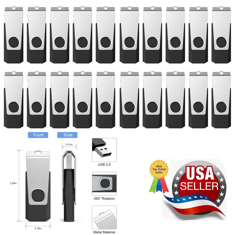 Bulk Sale 20pcs 16GB Metal Swivel USB 2.0 Flash Drives USB Memory Stick PenDrive-image