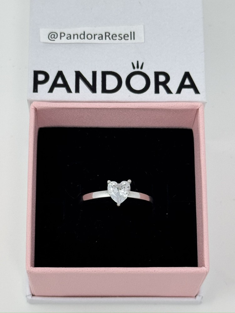 Pandora Sparkling Solitaire Heart Ring with Shimmering Detail  