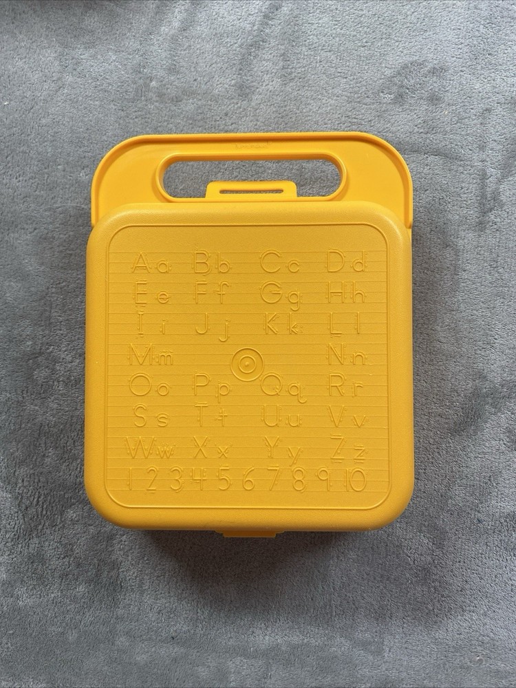 Vintage 1980s Tupperware Kids Yellow Tuppertoys Lunch Box W/25 Assorted Stencils