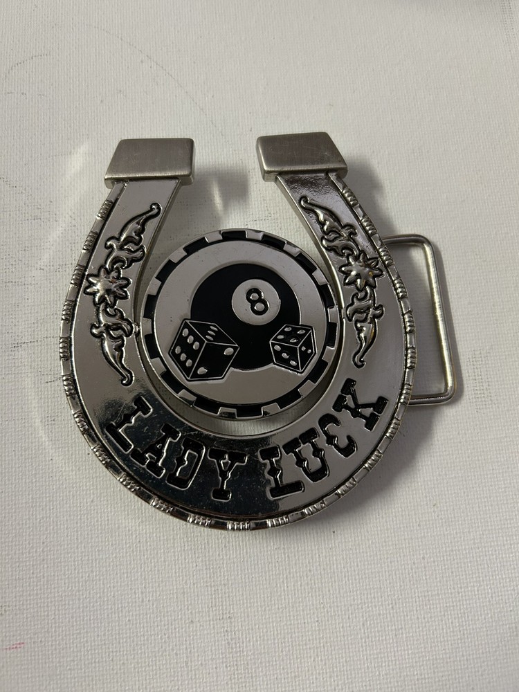 Westside CA ~ Lady Luck Spinner Moving Double Sided Horseshoe Belt Buckle