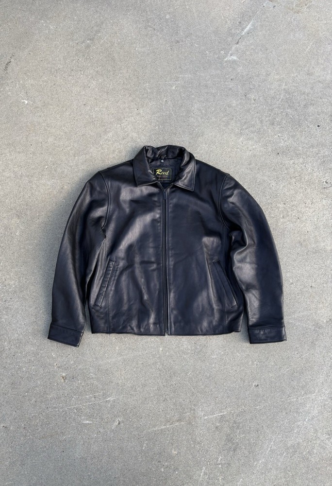Black Reed Leather Jacket Mens Medium