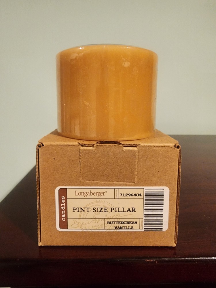 LONGABERGER PINT PILLAR CANDLE BUTTERCREAM VANILLA IN ORIGINAL BOX #71296404