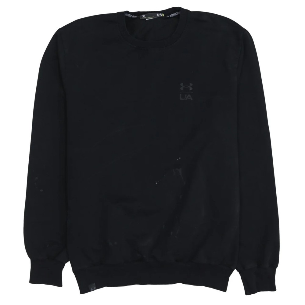 Under Armour Black Sweatshirt Men's XLarge Printed Chest Logo Ribbed Cuffs