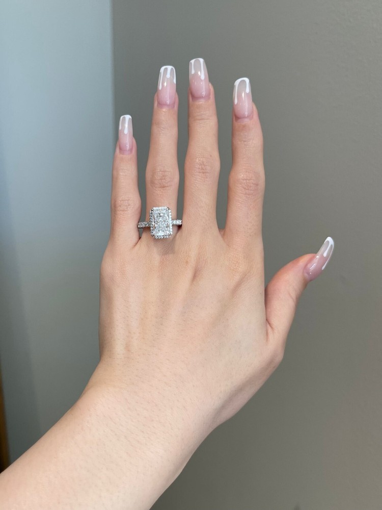 4ct Radiant Cut Moissanite Eternity Engagement Ring for Women