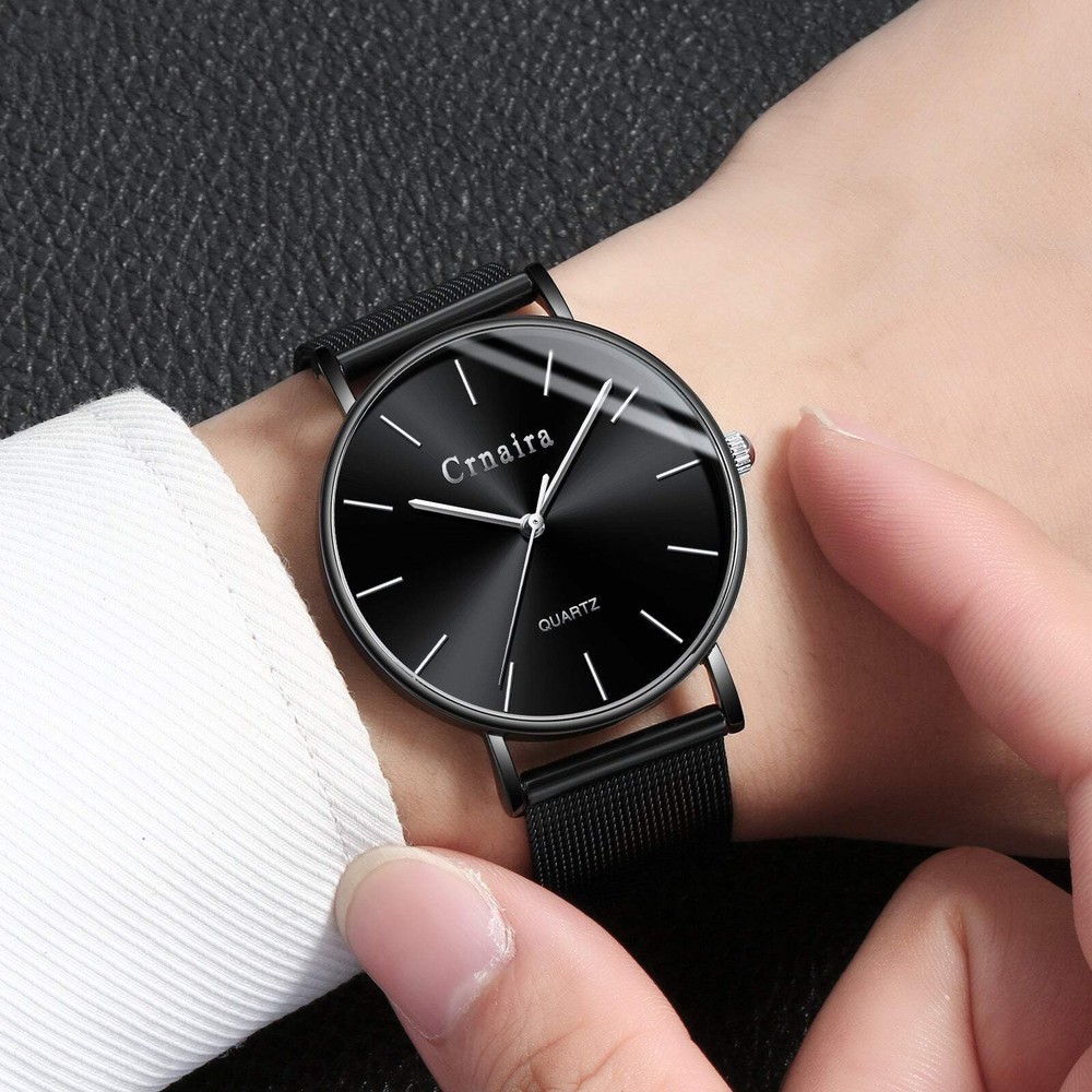 Reloj de cuarzo simple impermeable para hombre con varias opciones de color y malla elegante