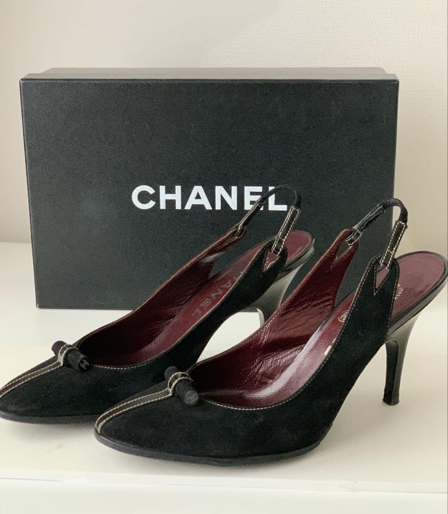 CHANEL Black Heeled Pumps Size 35.5 EU Preowned Ac0704 Womens Shoes