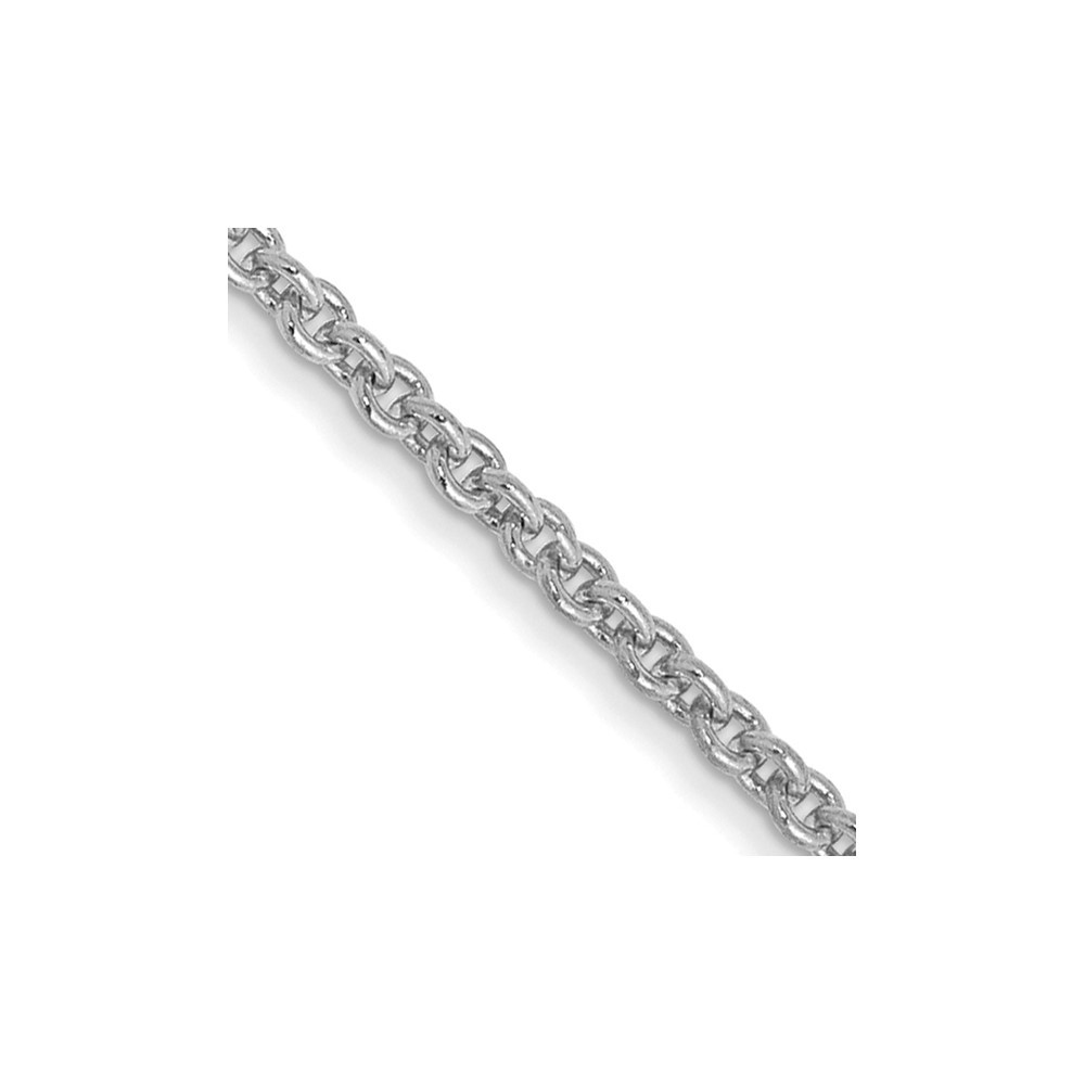 14K White Gold 1.4mm Round Open Link Cable Chain Necklace 18 Inch Lobster Clasp