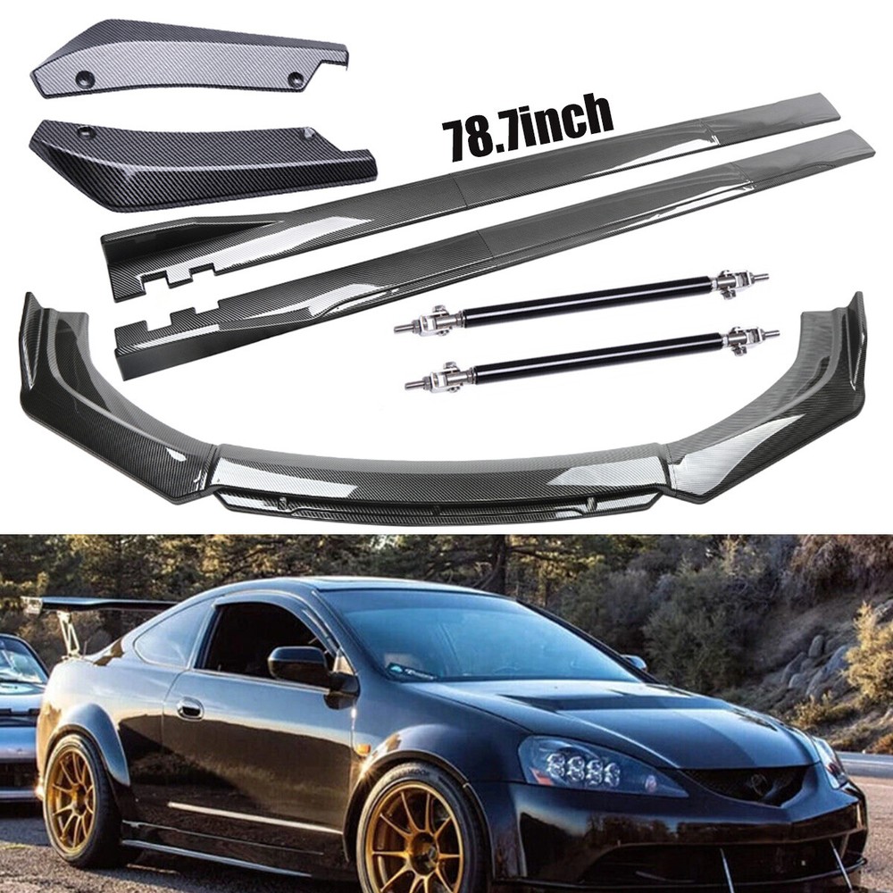 For Acura RSX DC5 Carbon Fiber Side Skirts Rear Front Bumper Lip Splitter Rod
