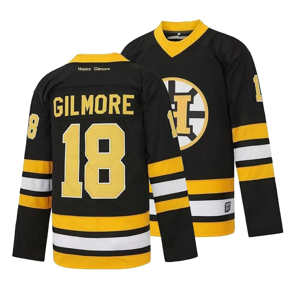 Men's #18 ‘Happy Gilmore’ Boston Movie Letter Embroidered Hockey Jersey