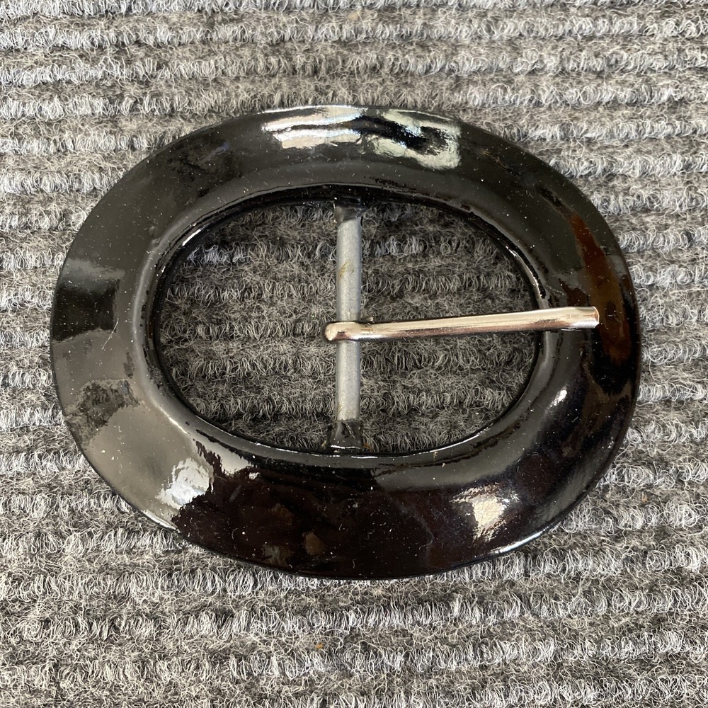 Belt Buckle Women’s Silver Black Oval