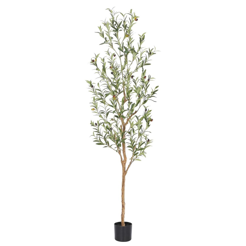 6ft Faux Olive Tree with Natural Wood Trunk for Indoor Decor