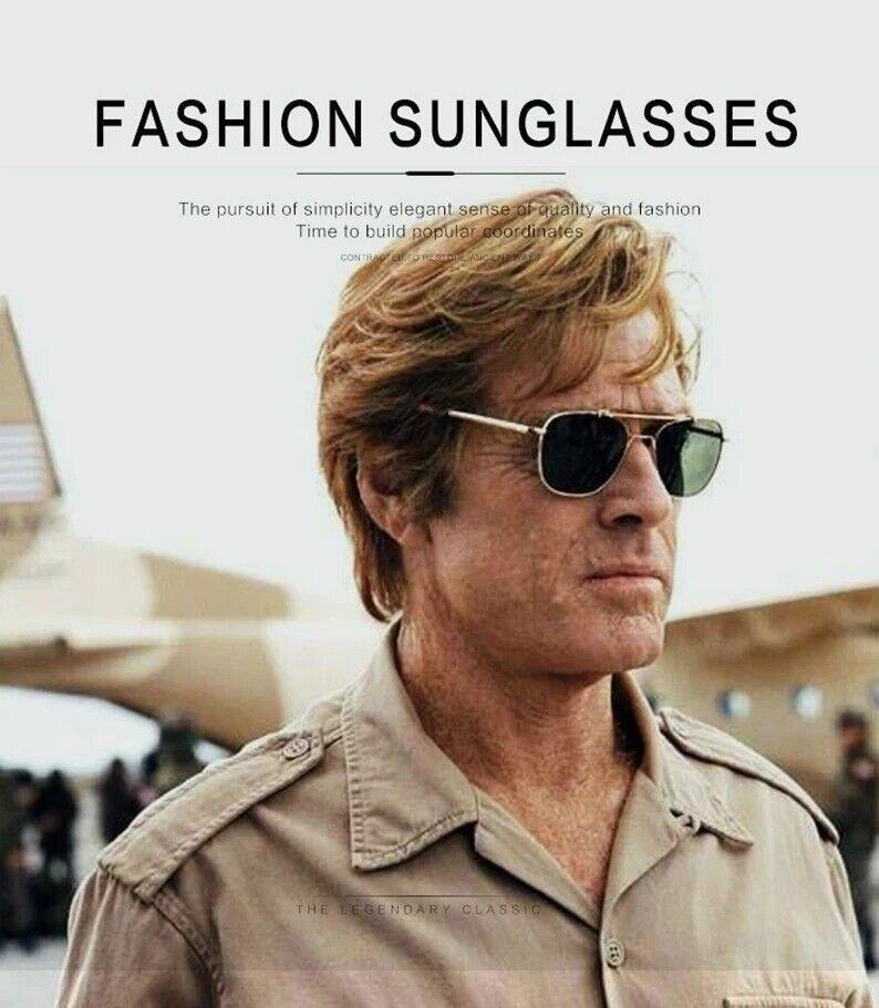 Metal Pilot Vintage Sunglasses Men Glass Lens Driving Glasses American Optical
