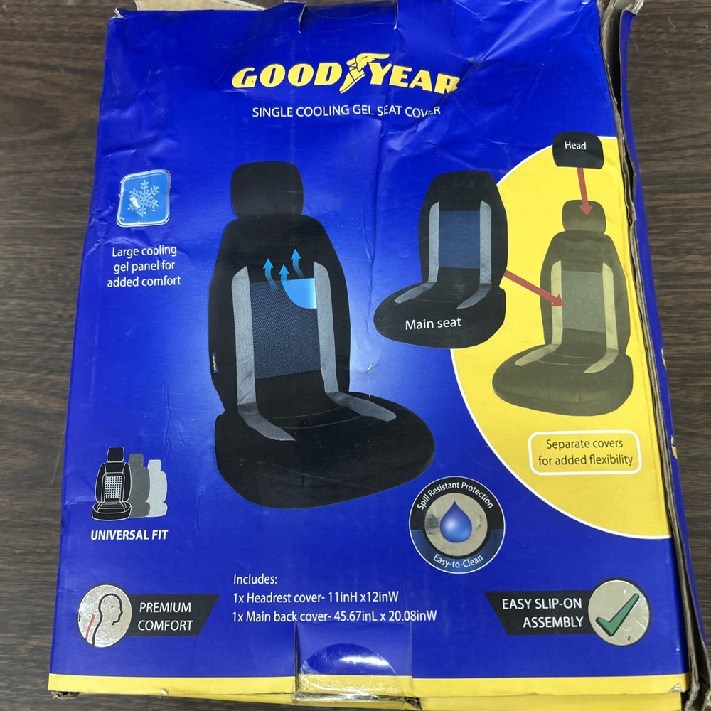 Good Year cooling gel cushioned seat cover gray black NEW-image