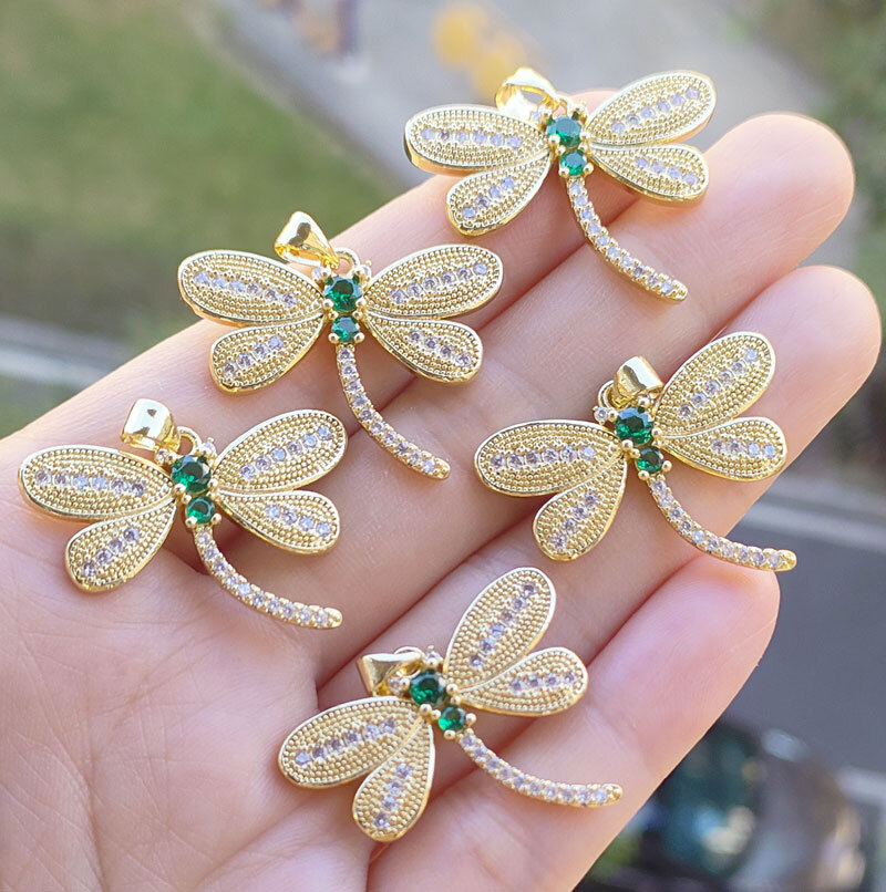 10pcs Metal Cryastal Dragonfly Pendants Magic Reiki Healing Amulet