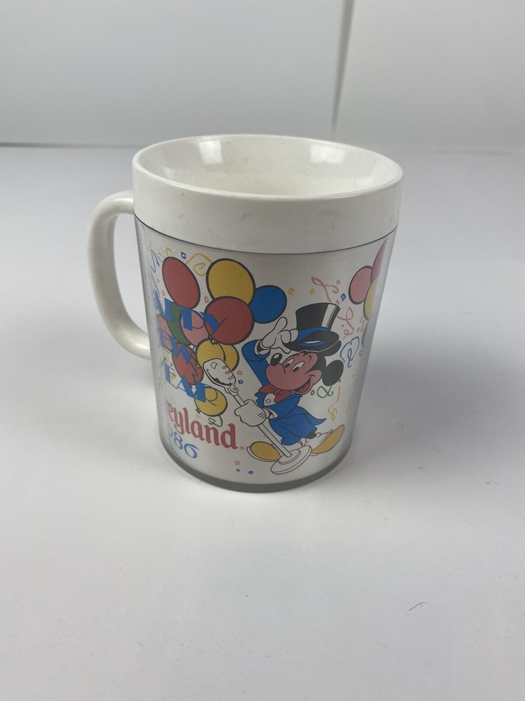 Vintage 1986 Disneyland New Year Plastic Mug with Original Sticker-image