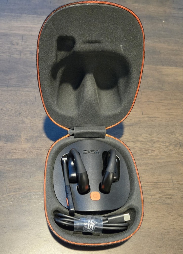 EKSA S30 Open-Ear Bluetooth Headset with Mic and Charging Case in Black