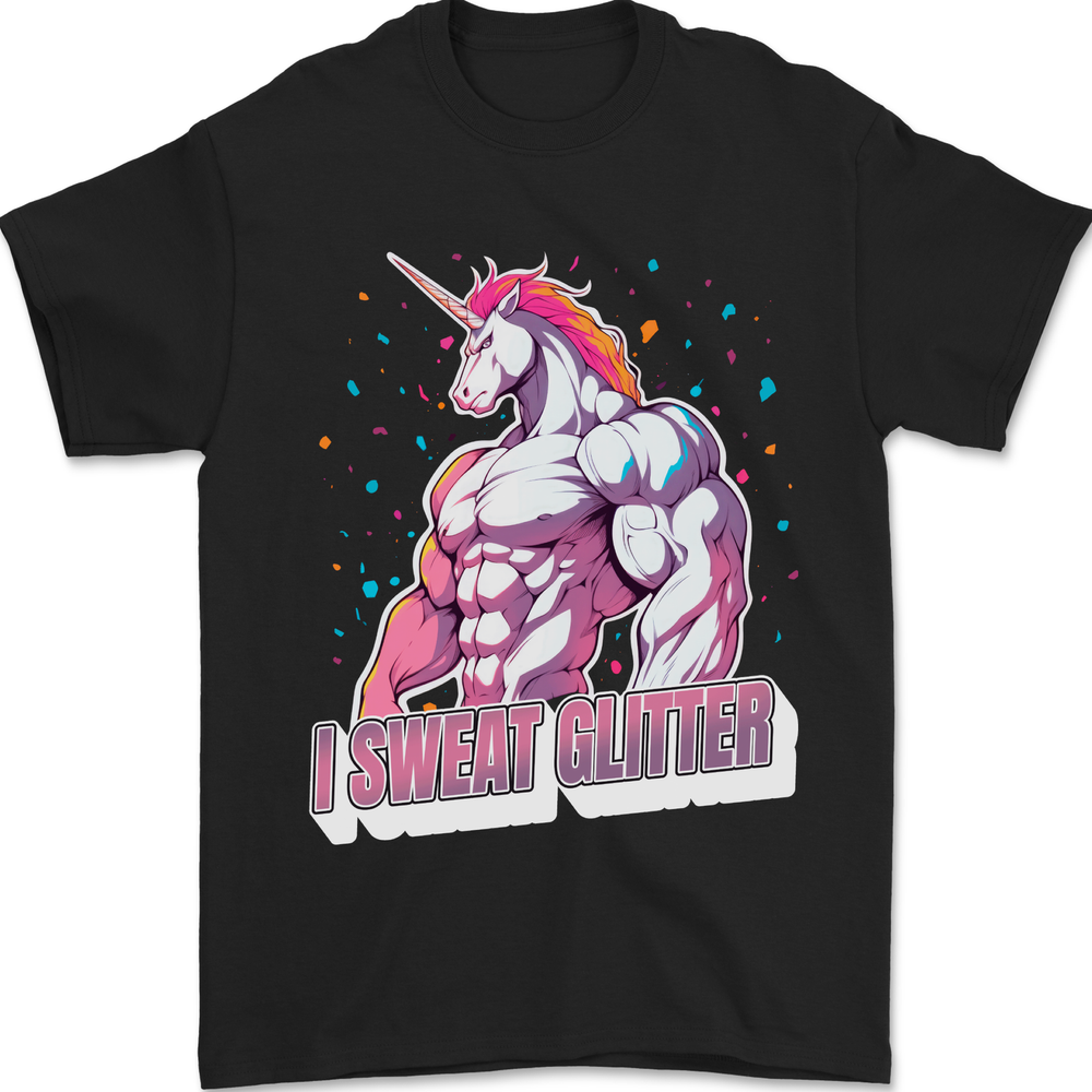 I Sweat Glitter Gym Unicorn LGBT Mens T-Shirt 100% Cotton
