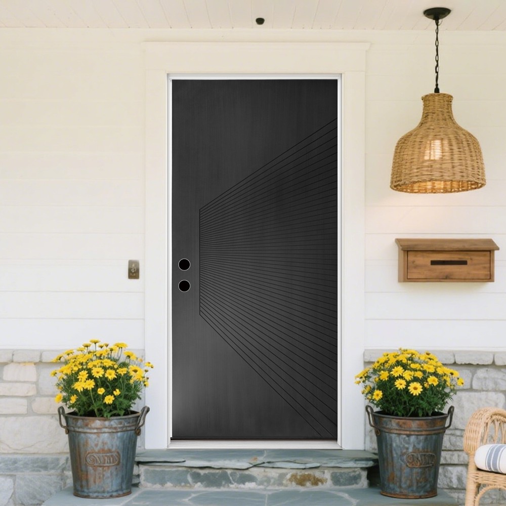 36x80 Fiberglass Front Door Right-Hand Inswing with Vinyl Frame and 4-9/16 Jamb