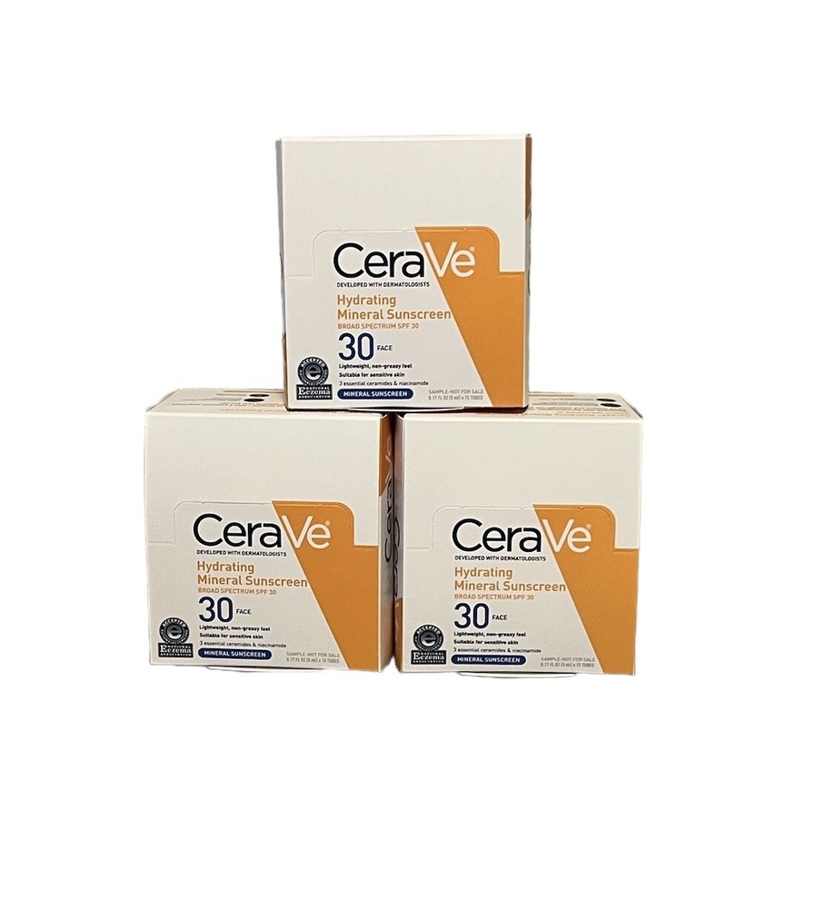 Cerave Hydrating Mineral Sunscreen 30 SPF, 45 x 0.17oz Samples, Exp 10/25