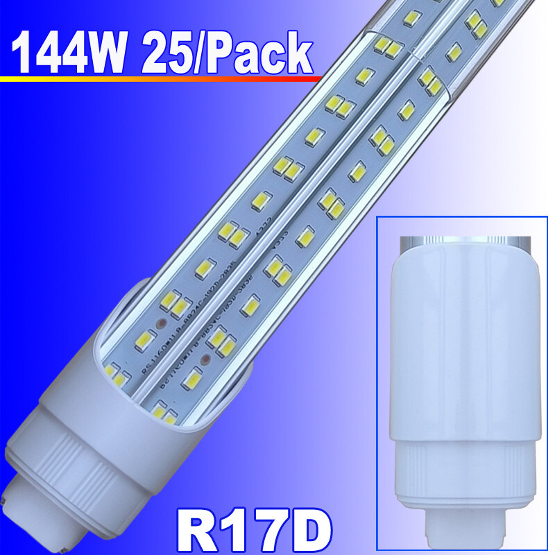 T8 R17D HO 8Ft Led Tube Light 8 FOOT Led Bulbs 144W Led Shop Light 6500K 25 Pcs