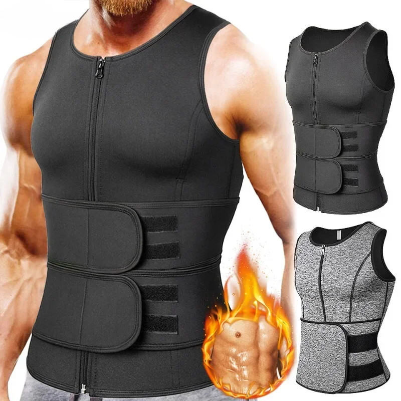 Men's Slimming Waist Trainer Shirt Sauna Sweat Compression Body Shaper Shapewear