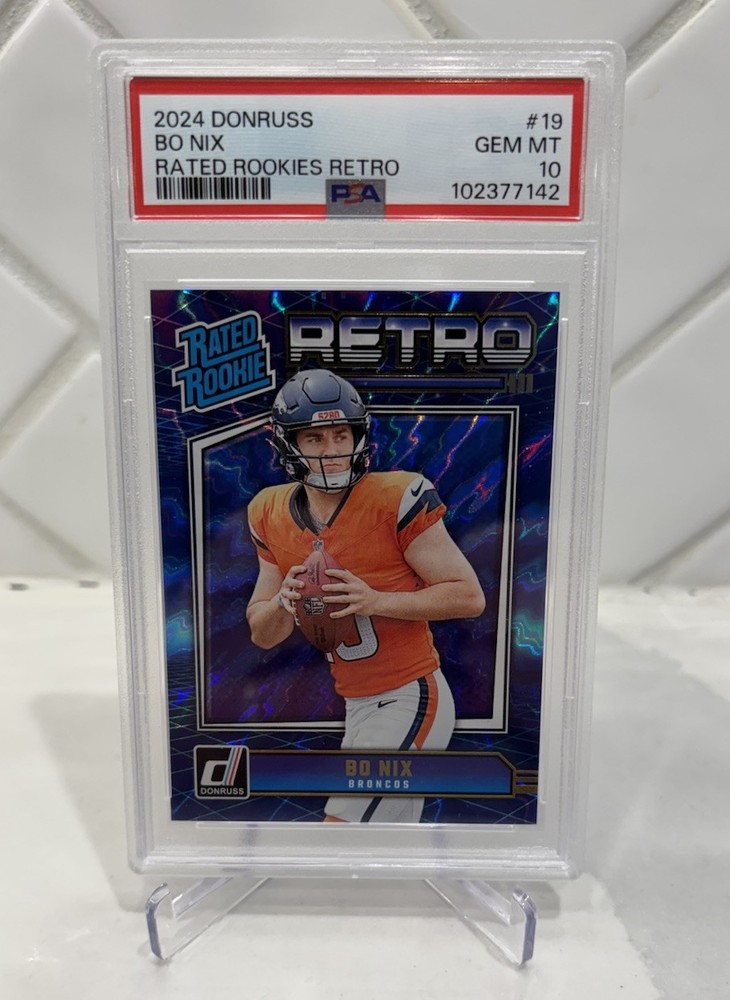 2024 Panini Donruss Bo Nix Rated Rookie Retro #19 PSA 10 GEM MT RC