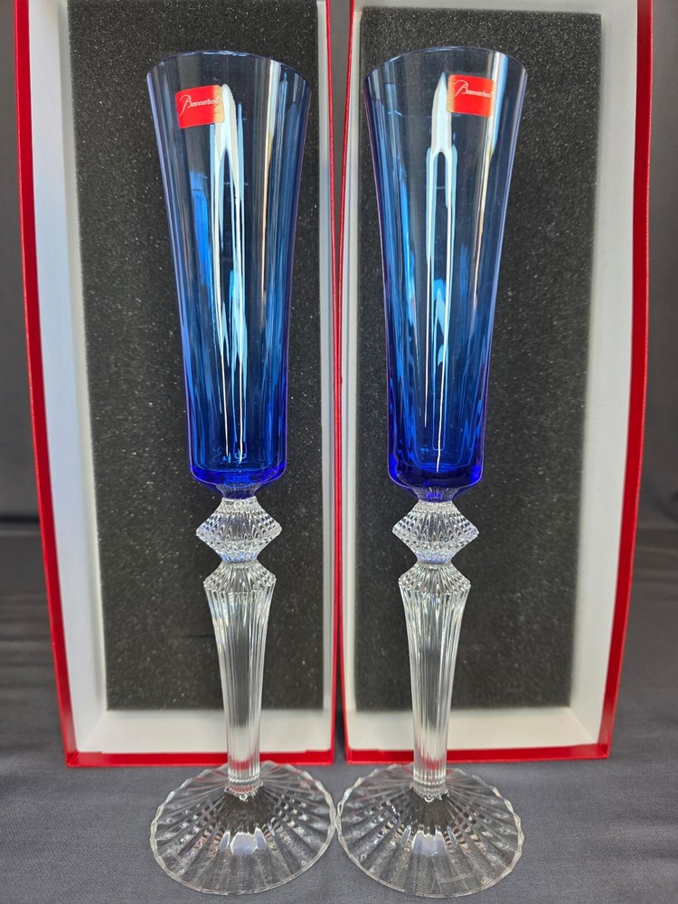 Baccarat Mille Nuits Topaz Flute Blue - Set of 2