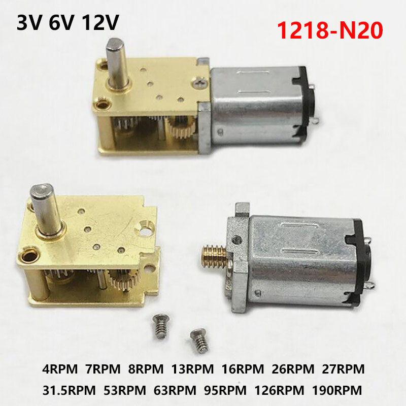 1218-N20 Micro DC 3V 6V 12V Reduction Worm Gear Motor Full Metal Gearbox Robot-image