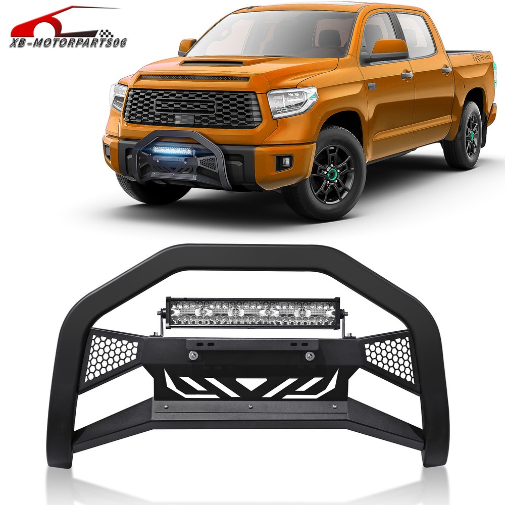 Bull Bar Front Grille Guard Bumper W/ LED Light Bar For 2007-2021 Toyota Tundra
