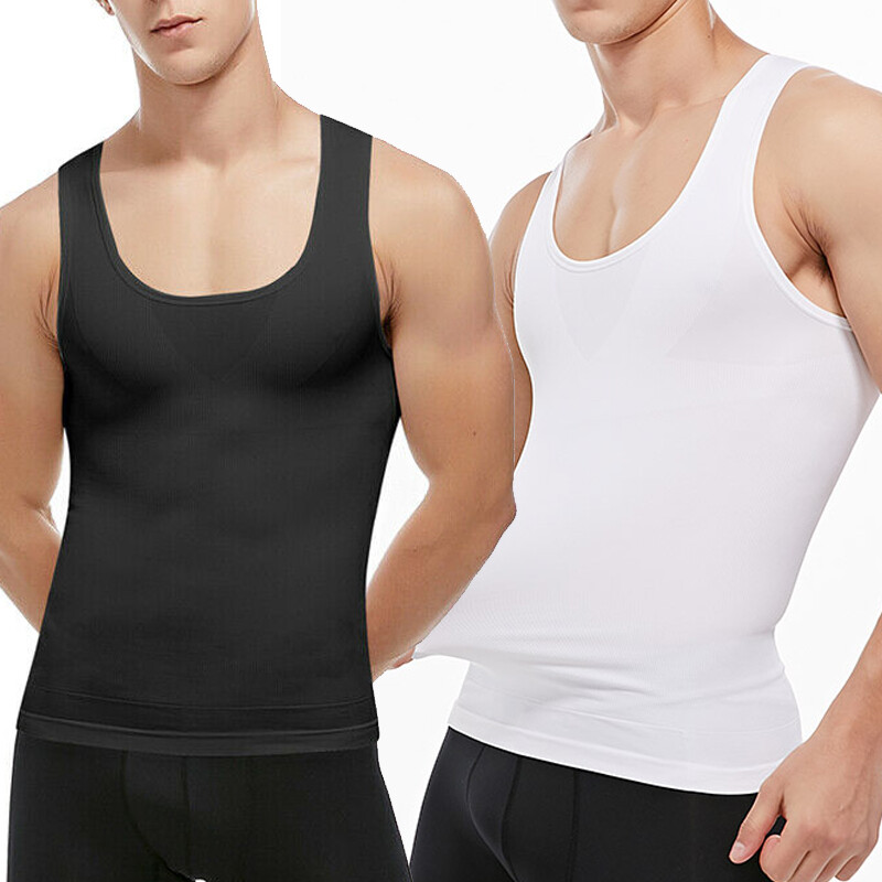 US Men Body Slimming Vest Tummy Shaper Compression Waist Trainer Tank Top Basics