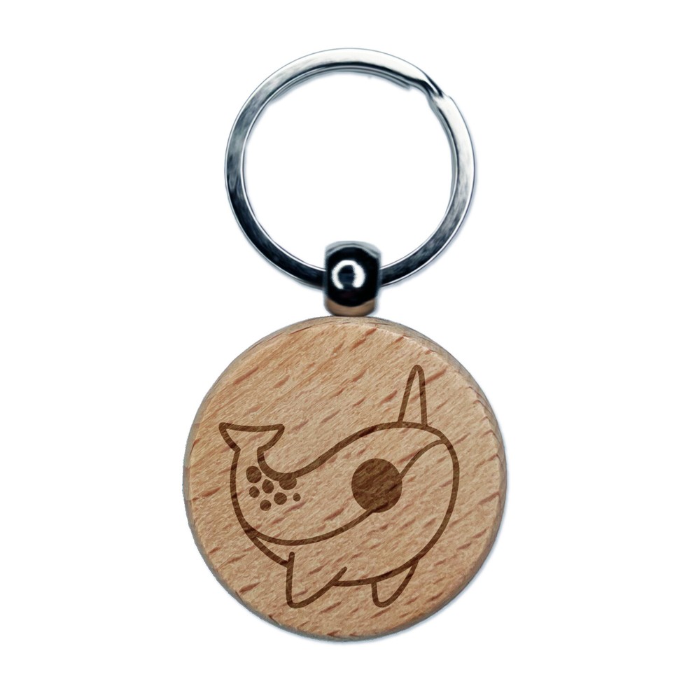 Cute Kawaii Chibi Narwhal Wooden Engraved Keychain Charm  