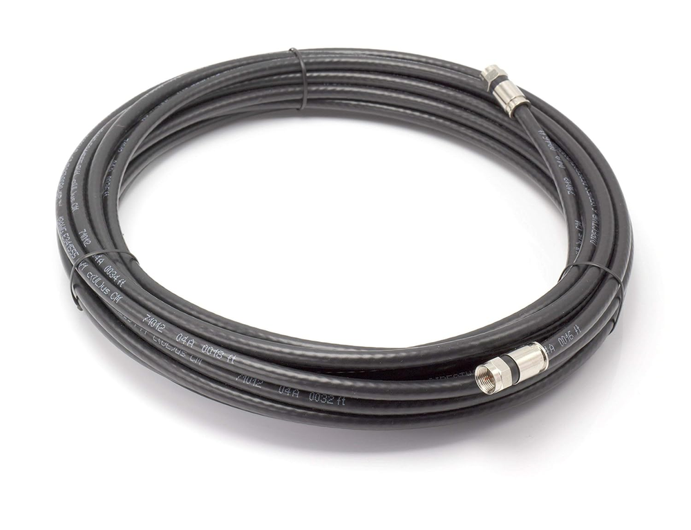 50ft Black Solid Copper RG6 Coaxial Cable with Connectors