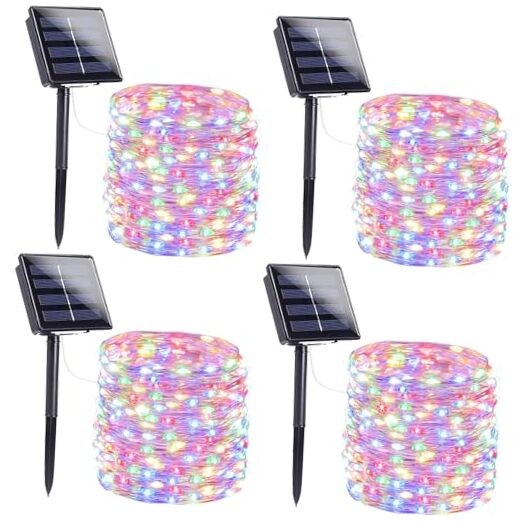 400 LED Solar String Lights Outdoor 4-Pack Multicolor Extra-Long