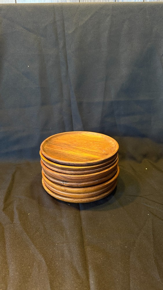 Vintage Hand-Carved teak Wooden Plates