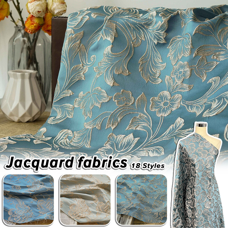 Embossed Jacquard Brocade Fabric Metal Wire Dress Sofa Bag DIY Sewing Cloth