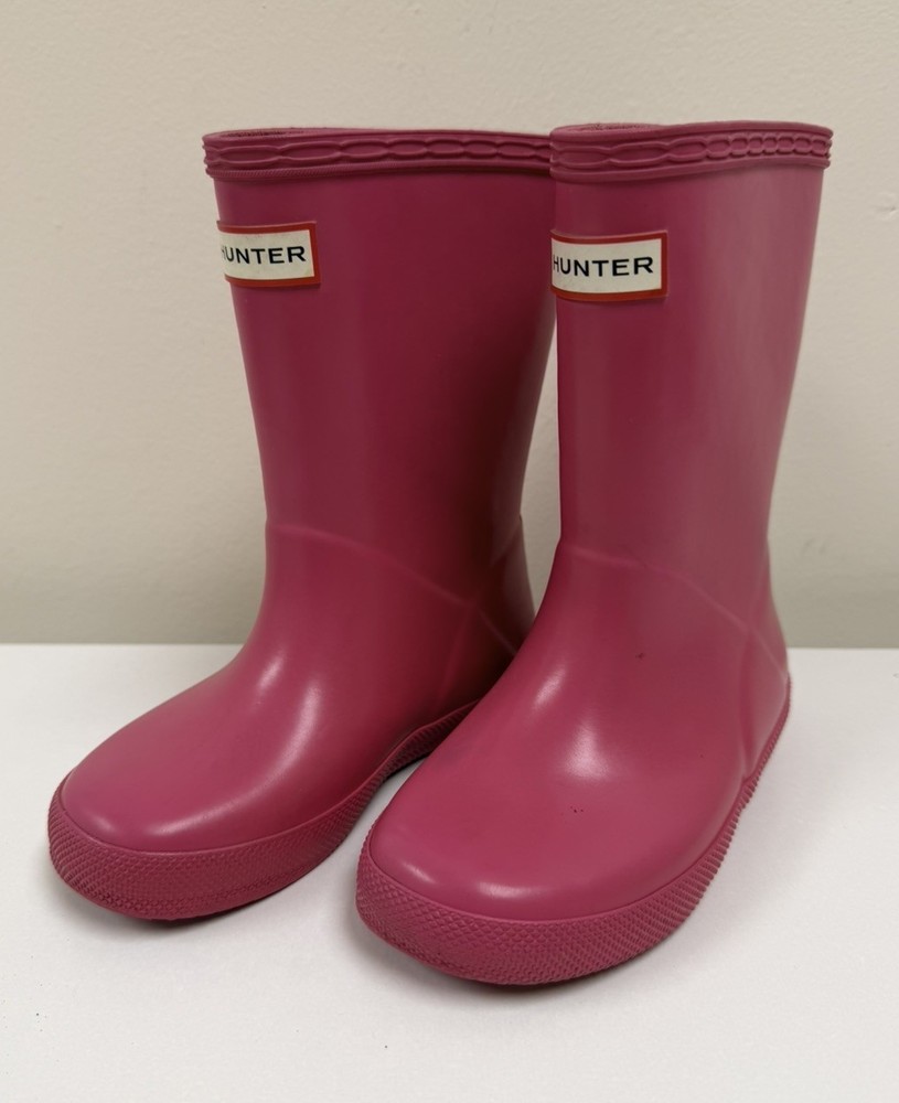 Hunter Original Rain Boots Toddler Little Girls PINK Rubber wellies size 10 G